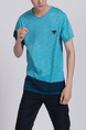 Blue Round Neck Tee Men Shirt for Casual