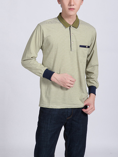 Light Brown Chest Pocket Collared Polo Plus Size Long Sleeves Men Shirt for Casual Party Office