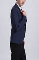 Blue Lapel Pockets Long Sleeve Men Suit for Office Party Evening Groomsmen