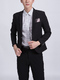 Black Lapel Pocket Long Sleeve Men Suit for Party Evening Office Groomsmen