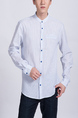 Blue Striped Button Down Chest Pocket Long Sleeve Men Shirt for Casual Party Office Evening Nightclub