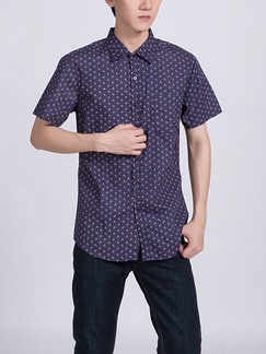 Purple Button Down Chest Pocket Collared Men Shirt for Casual Party Office Evening Nightclub