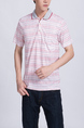 Pink Collared Striped Chest Pocket Men Shirt for Casual Party Office