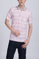 Pink Collared Striped Chest Pocket Men Shirt for Casual Party Office