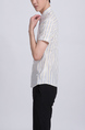 White Colorful Collared Button Down Striped Plus Size Men Shirt for Casual Party Office