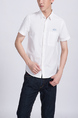 White Chest Pocket Plus Size Collared Button Down Men Shirt for Casual Party Office
