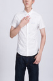 White Collared Button Down Plus Size Men Shirt for Casual Party Office