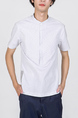 White Mandarin Collared Plus Size Polo Men Shirt for Casual Party Office