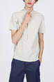 Beige Mandarin Collared Plus Size Polo Men Shirt for Casual Party Office