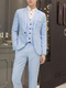 Sky Blue Lapel Pockets Button Down Long Sleeve Plus Size Men Suit for Party Evening Cocktail Office Groomsmen