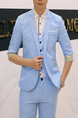 Sky Blue Lapel Pockets Button Down Long Sleeve Plus Size Men Suit for Party Evening Cocktail Office Groomsmen