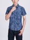 Blue Button Down Collared Chest Pocket Men Shirt for Casual Office Party