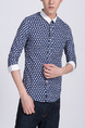 Blue and White Button Down Collared Plus Size Men Shirt for Casual Office Party