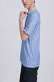 Blue Polo Chest Pocket Collared Men Shirt for Casual Party Office