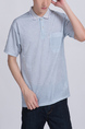 Gray Collared Chest Pocket Polo Plus Size Men Shirt for Casual Party Office