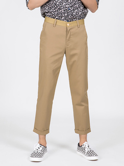 Khaki Cropped Chinos Men Pants for Casual