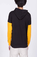 Black and Yellow Long Sleeve Drawstring Men Hoodie for Casual