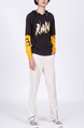 Black and Yellow Long Sleeves Pockets Drawstring Men Hoodie for Casual