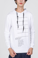 White Long Sleeves Drawstring Plus Size Men Hoodie for Casual