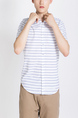 White and Blue Button Down Collared Striped Plus Size Men Shirt for Casual Party Office