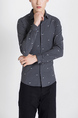 Black Button Down Collared Long Sleeve Men Shirt for Casual Party Office Evening