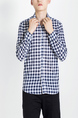 Blue and White Collared Button Down Shirt Long Sleeve Plus Size Men Shirt for Casual Party Office Evening