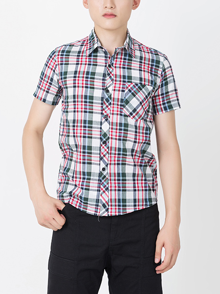 Colorful Collared Button Down Chest Pocket Men Shirt for Casual Party Office