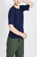 Blue Round Neck Tee Plus Size Men Shirt for Casual Party