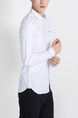 White Collared Chest Pocket Long Sleeve Plus Size Oxford Men Shirt for Casual Party Office Evening