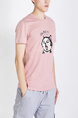 Pink Round Neck Printed Plus Size Tee Men Shirt for Casual Party