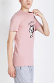 Pink Round Neck Printed Plus Size Tee Men Shirt for Casual Party