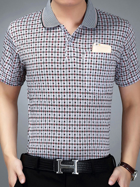 Colorful Plus Size Loose Printed Linking Stripe Lapel Pocket Men Shirt for Casual Office