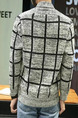 White and Black Plus Size Slim Grid Buttons Men Cardigan for Casual