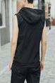 Black Plus Size Slim Hooded Zipper Letter Printed  Men Vest for Casual
