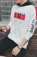 White Plus Size Loose Hooded Drawstring Located Printing Long Sleeve Men Hoodies for Casual