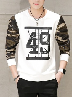 White Black Camoflouge Plus Size Slim Round Neck Linking Letter Printed Long Sleeve Men Sweater for Casual