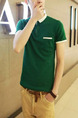 Green Slim Contrast Polo T-Shirt Men Shirt for Casual