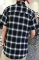 Black and White Loose Lapel Grid Men Shirt for Casual Party