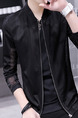 Black Plus Size Slim Stand Collar Cut Out See-Through Long Sleeve Men Jacket for Casual