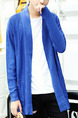 Blue Plus Size Slim Lapel Pockets Long Sleeve Men Cardigan for Casual