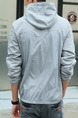 Grey Plus Size Slim Hooded Drawstrings Pockets Long Sleeve Men Jacket for Casual