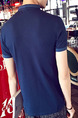Blue Plus Size Slim Polo Collar Buttons Men T-shirt for Casual