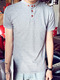 Grey Plus Size Slim Polo Collar Buttons Men T-shirt for Casual