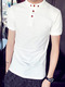 White Plus Size Slim Polo Collar Buttons Men T-shirt for Casual
