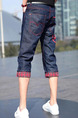 Navy Blue Loose Denim Contrast Men Shorts for Casual