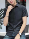 Black Slim Pure Color Single-Breasted Men Shirt for Casual Office Party