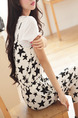 Black and White Loose Jumpsuit Printed Drawstring  Jumpsuit for Casual