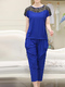Royal Blue  Loose Cutout Linking Harlen Two Piece Pants Plus Size Jumpsuit for Casual Party Evening