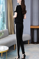 Black and White Two Piece Pants V Neck Plus Size Jumpsuit for Casual Office Party