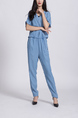 Blue Two Piece V Neck Pants Jumpsuit for Casual Party Office